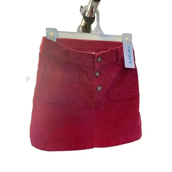 Carter's Kids Girl's Corduroy Skirt 7 Red Adjustable Waist Pockets - Picture 1 of 2